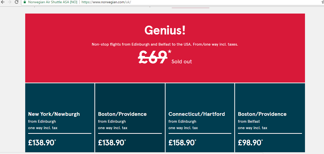 Norwegian £69 fares are sold out