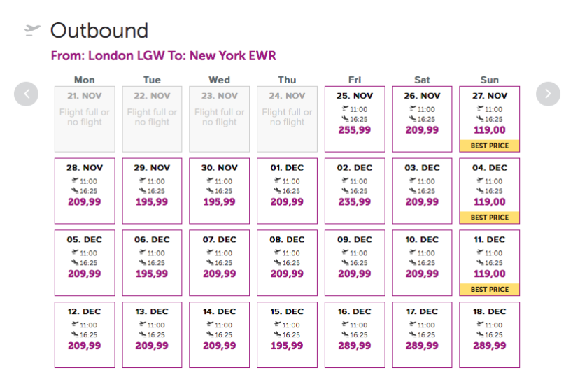 WOW air flights London to New York